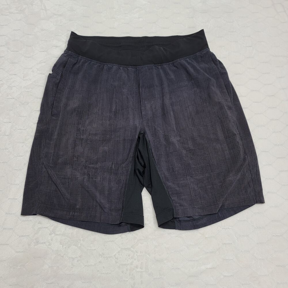 Lululemon THE Short 9" Linerless Black Gray Geo Crosshatch Training Gym Mens M